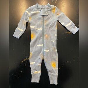 Hanna Andersson Blue Footie with Yellow Sun and Cloud Design